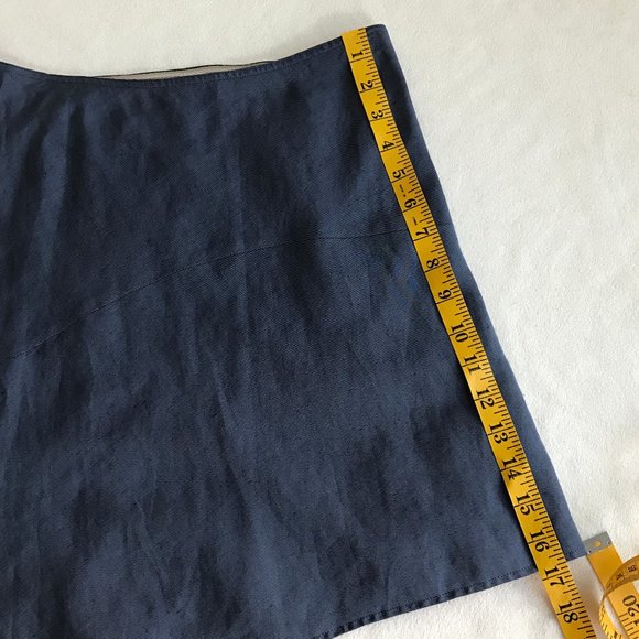 Emporio Armani Asymmetrical Mini Skirt Linen Blue - Picture 13 of 15